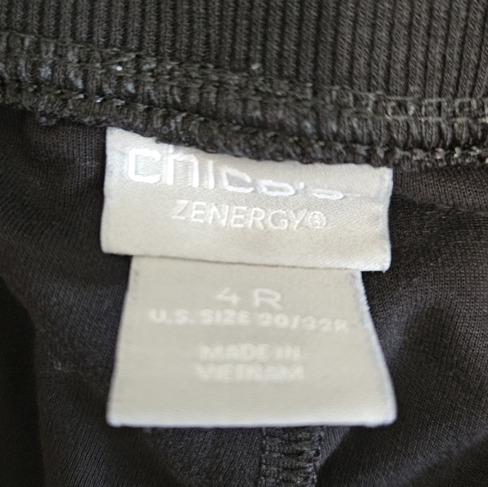 Chicos Zenergy Black Pants Adjustable Length Women's Size 4R 20 22 Pull On Comfy - Picture 9 of 10
